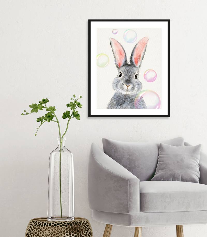 queence Bild "Alfano" Haustiere  Kunst 1 Stk. tlg. HD Premium Poster-Druck inkl. Holzrahmen von Queence