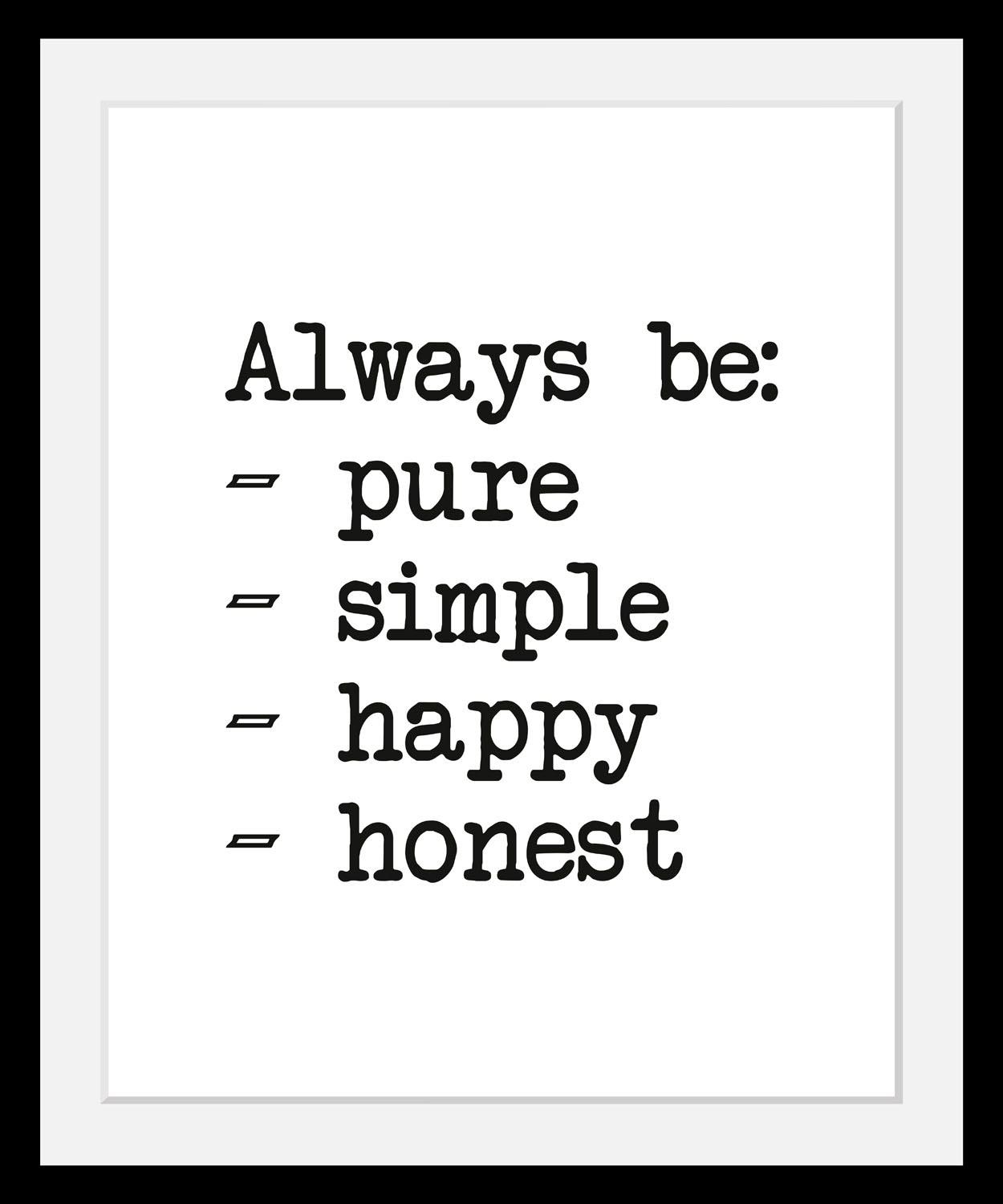 queence Bild "Aufzählung", Schwarz-Weiß-Schriftzug-Motivationsbilder, HD Premium Poster-Druck inkl. Holzrahmen von Queence