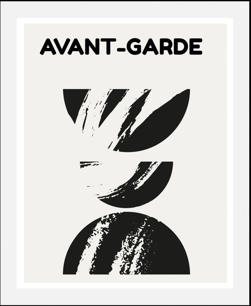 queence Bild "Avant-Garde II" Abstrakt  Kunst  Schriftzug  Schwarz-Weiß 1 Stk. tlg. gerahmt von Queence