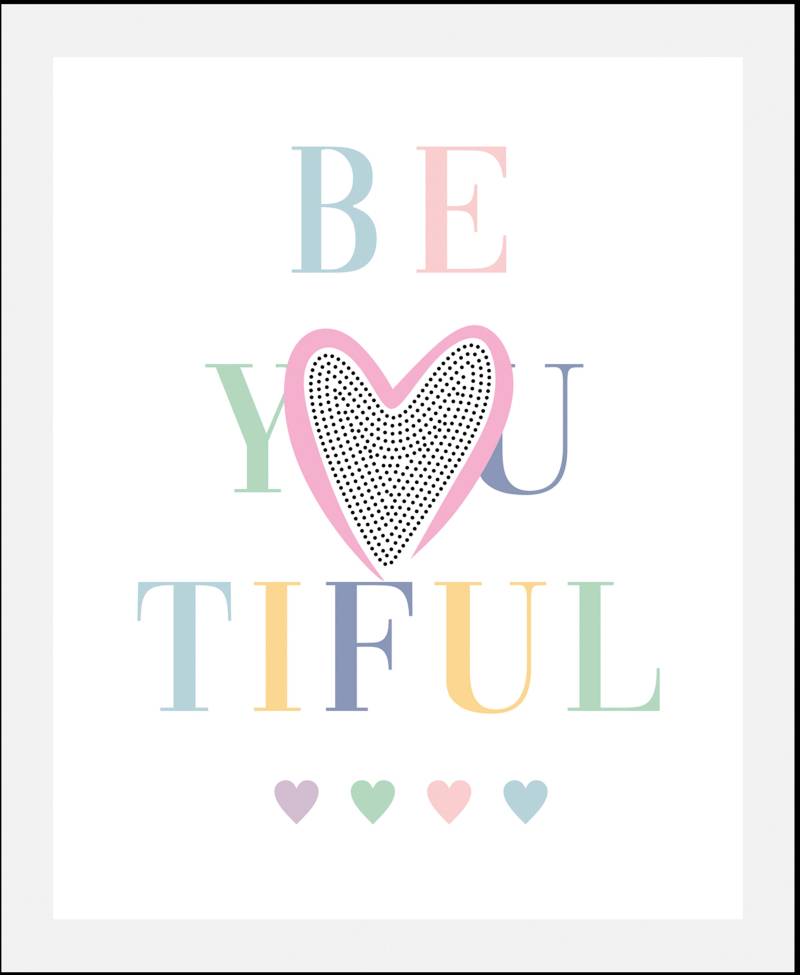 queence Bild "Be-You-Tiful" Schriftzüge 1 Stk. tlg. gerahmt von Queence