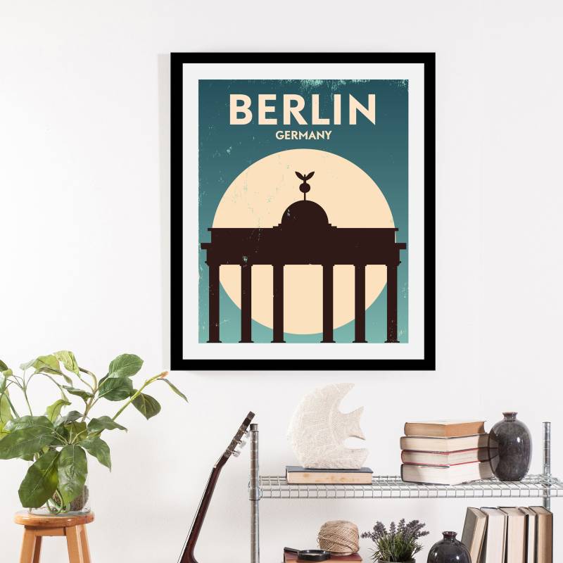 queence Bild "Berlin" Berlin  Deutschland  Gebäude  Schriftzug  Sprüche & Texte  Stadt 1 Stk. tlg. gerahmt von Queence