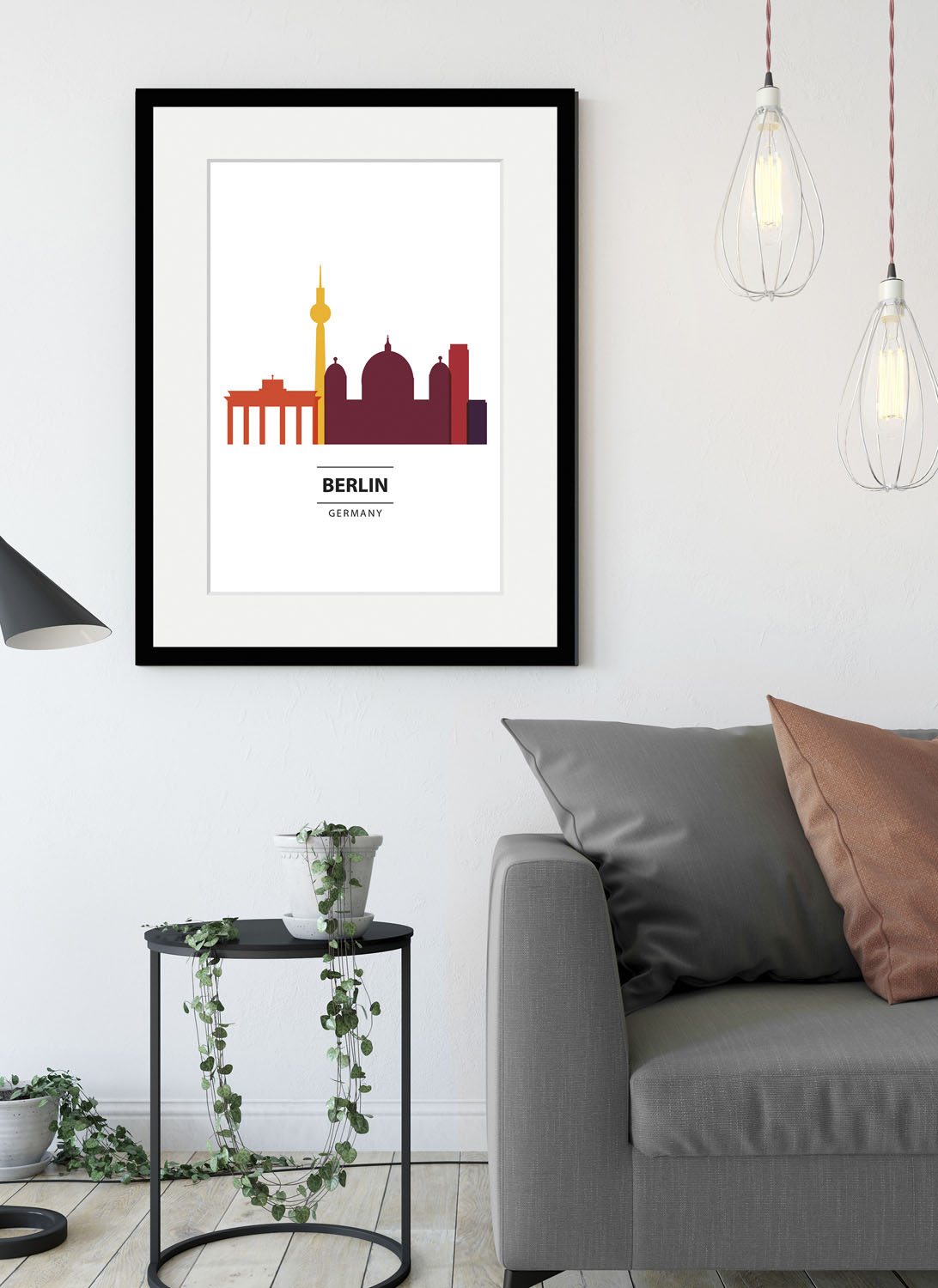 queence Bild "Berlin Color Splash", Städte-Schriftzug-Deutschland-Stadt-Berlin, (1 St.), HD Premium Poster-Druck inkl. Holzrahmen von Queence