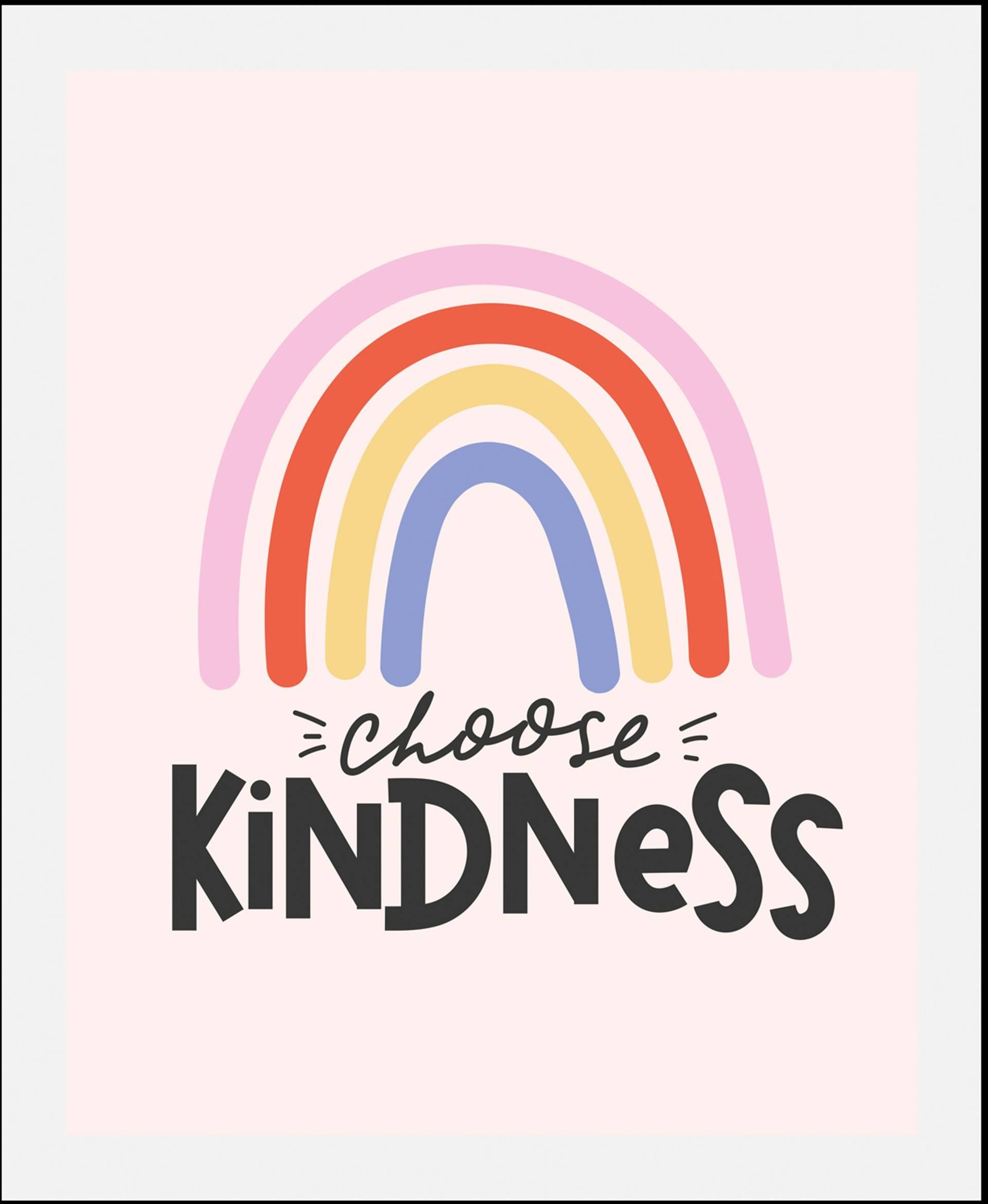 queence Bild "Choose Kindness" Kunst  Motivationsbilder  Regenbogen  Schriftzüge 1 Stk. tlg. gerahmt von Queence