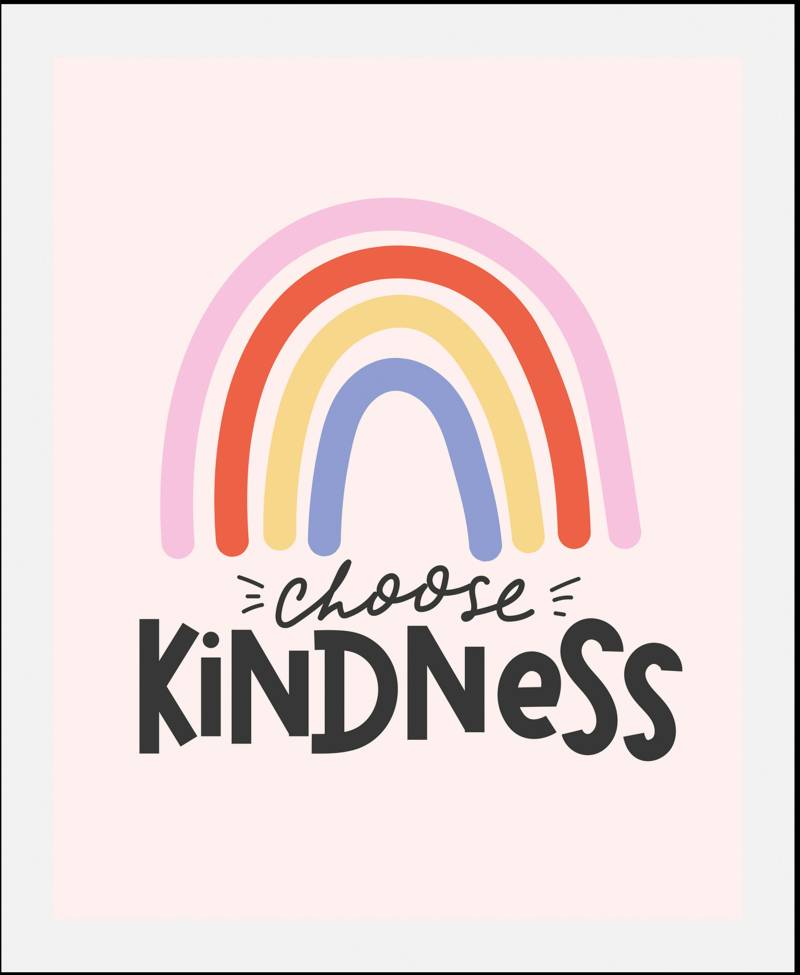 queence Bild "Choose Kindness" Kunst  Motivationsbilder  Regenbogen  Schriftzüge 1 Stk. tlg. gerahmt von Queence