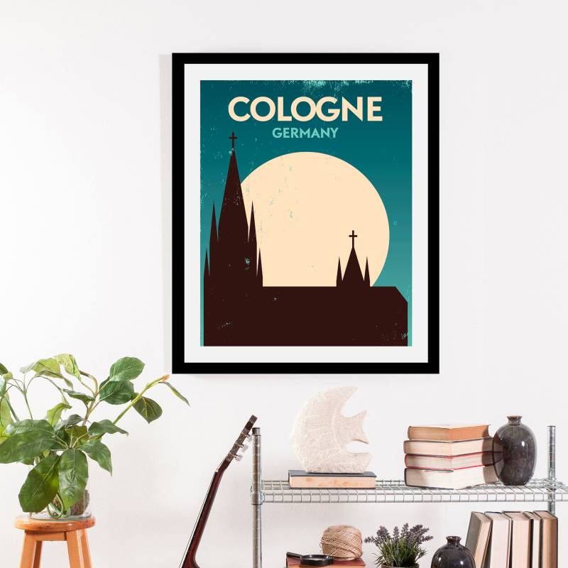 queence Bild "Cologne" Deutschland  Kirche  Schriftzug  Stadt 1 Stk. tlg. gerahmt von Queence