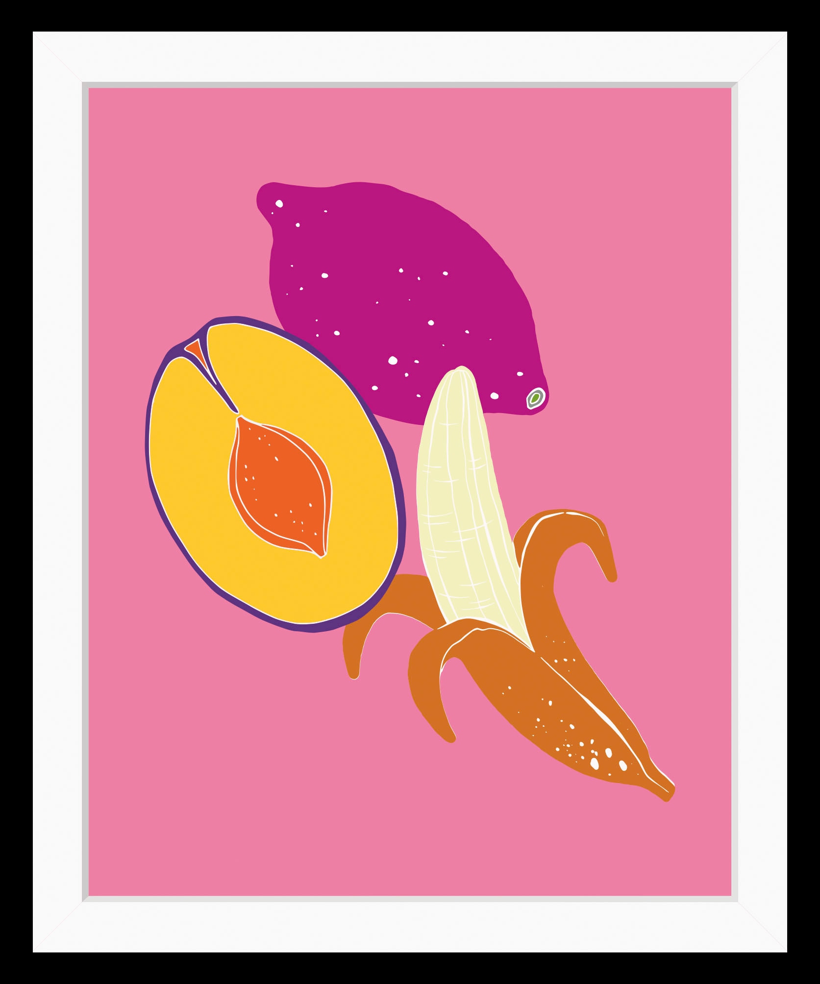 queence Bild "Conchita", Obst-Obst Bilder-Lebensmittel-Essen-Kunst-Figuren, (1 St.), HD Premium Poster-Druck inkl. Holzrahmen von Queence