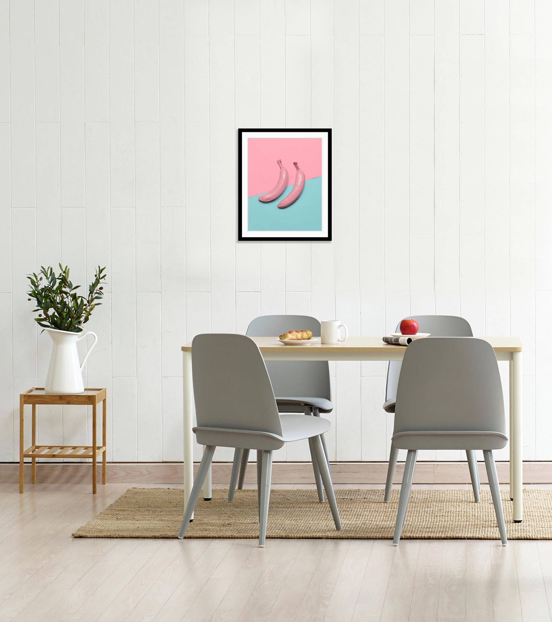queence Bild "Damian", Obst-Obst Bilder-Lebensmittel-Essen-Kunst-Figuren, (1 St.), HD Premium Poster-Druck inkl. Holzrahmen von Queence