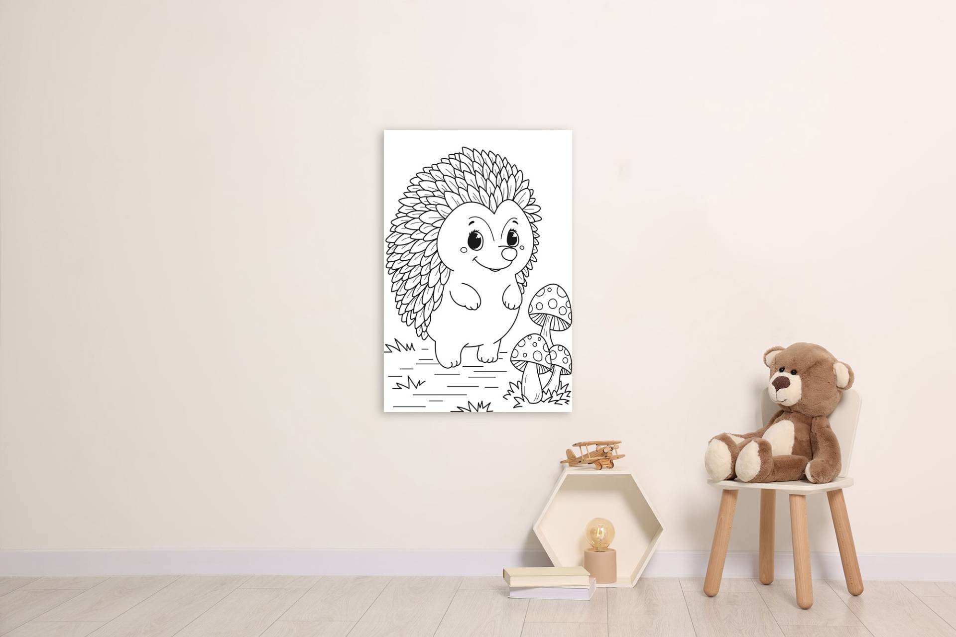 queence Bild "Großer Igel" Figuren  Mädchen  Märchenbilder  klassische Fantasie 1 Stk. tlg. DIY Wandbild aus Dibond von Queence