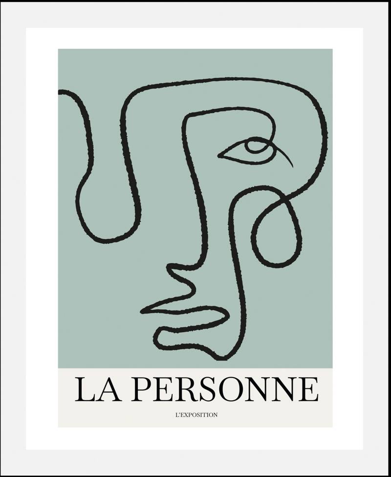 queence Bild "La Personne" Abstrakt  Figuren  Gesicht  Schriftzug  Schriftzüge 1 Stk. tlg. gerahmt von Queence