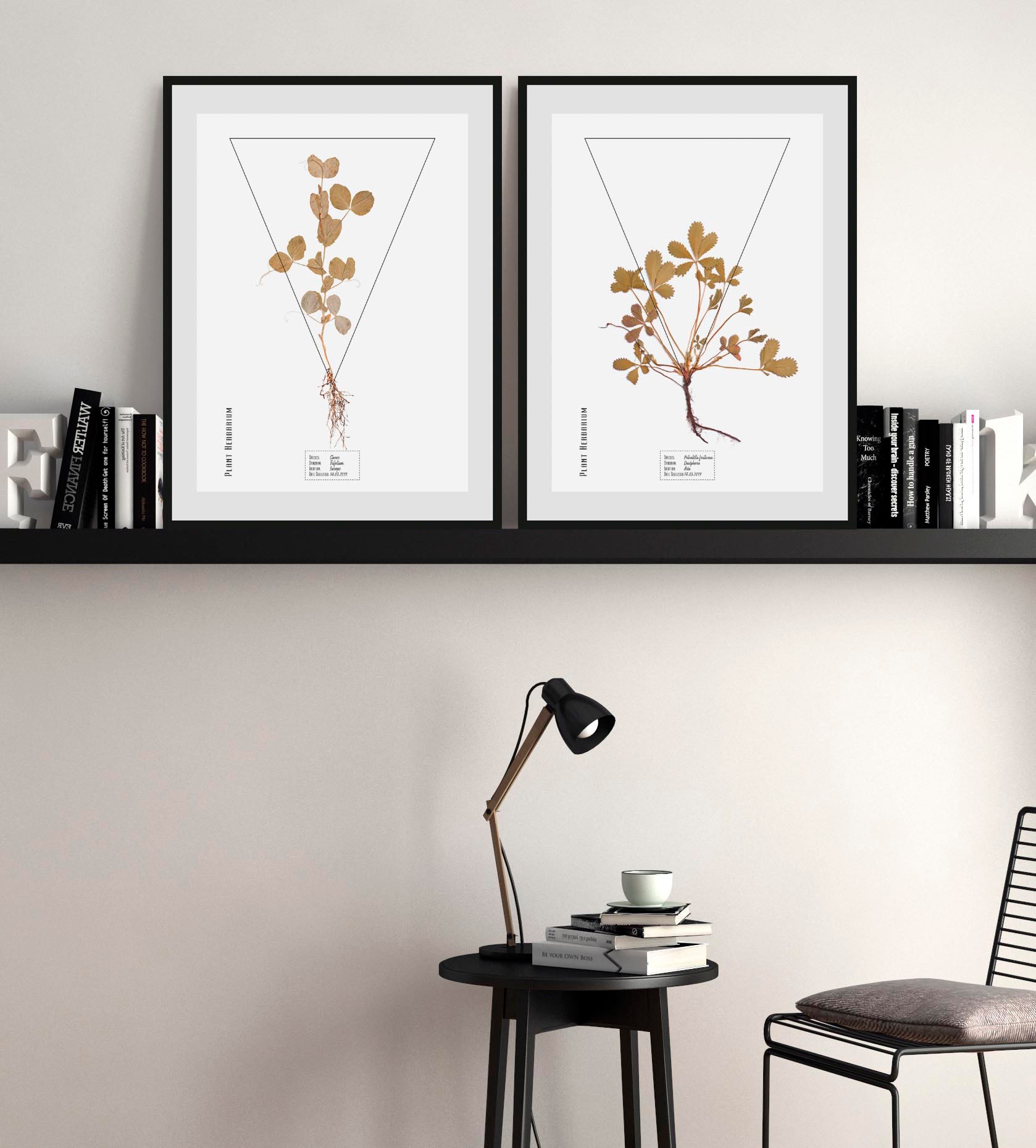 queence Bild "Potentilla fruticosa", Pflanzen-Pflanzenbilder-Schriftzug, (1 St.), HD Premium Poster-Druck inkl. Holzrahmen von Queence