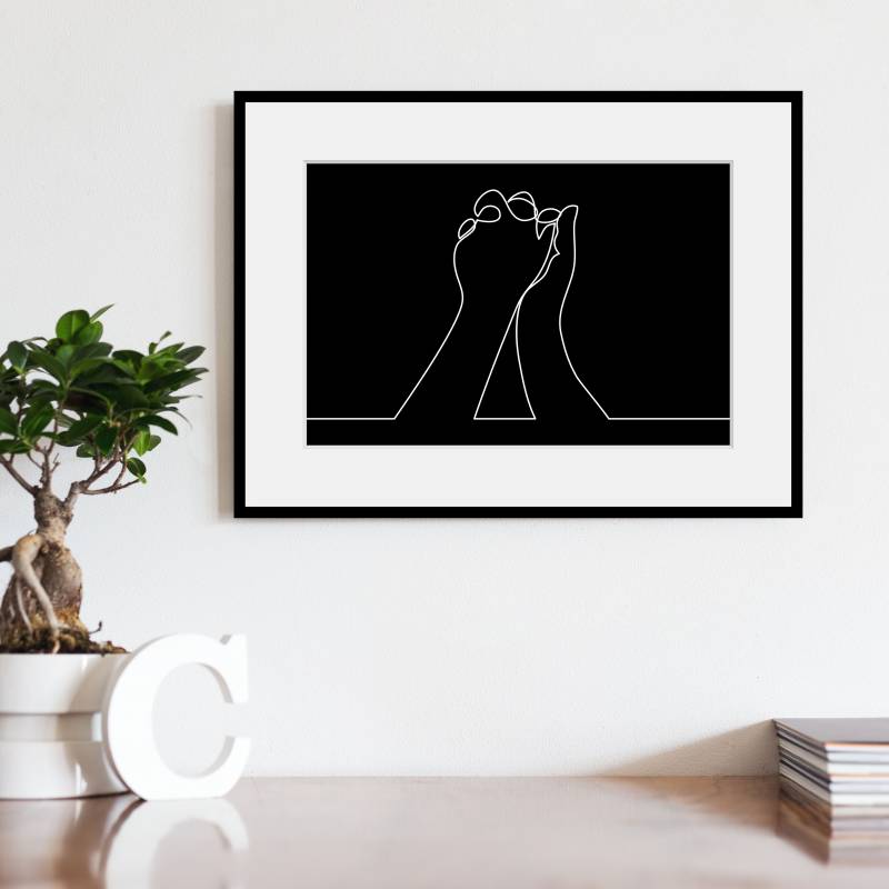 queence Bild "Power of Love" Frau  Kunst  Mann  Motivationsbilder  Schwarz-Weiß 1 Stk. tlg. HD Premium Poster-Druck inkl. Holzrahmen von Queence