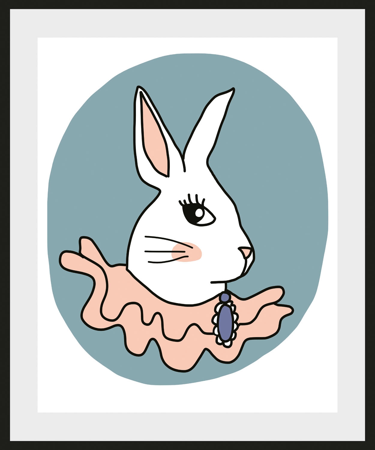 queence Bild "Stina", Hase-Hasen-Kunst-Haustiere, (1 St.), HD Premium Poster-Druck inkl. Holzrahmen von Queence