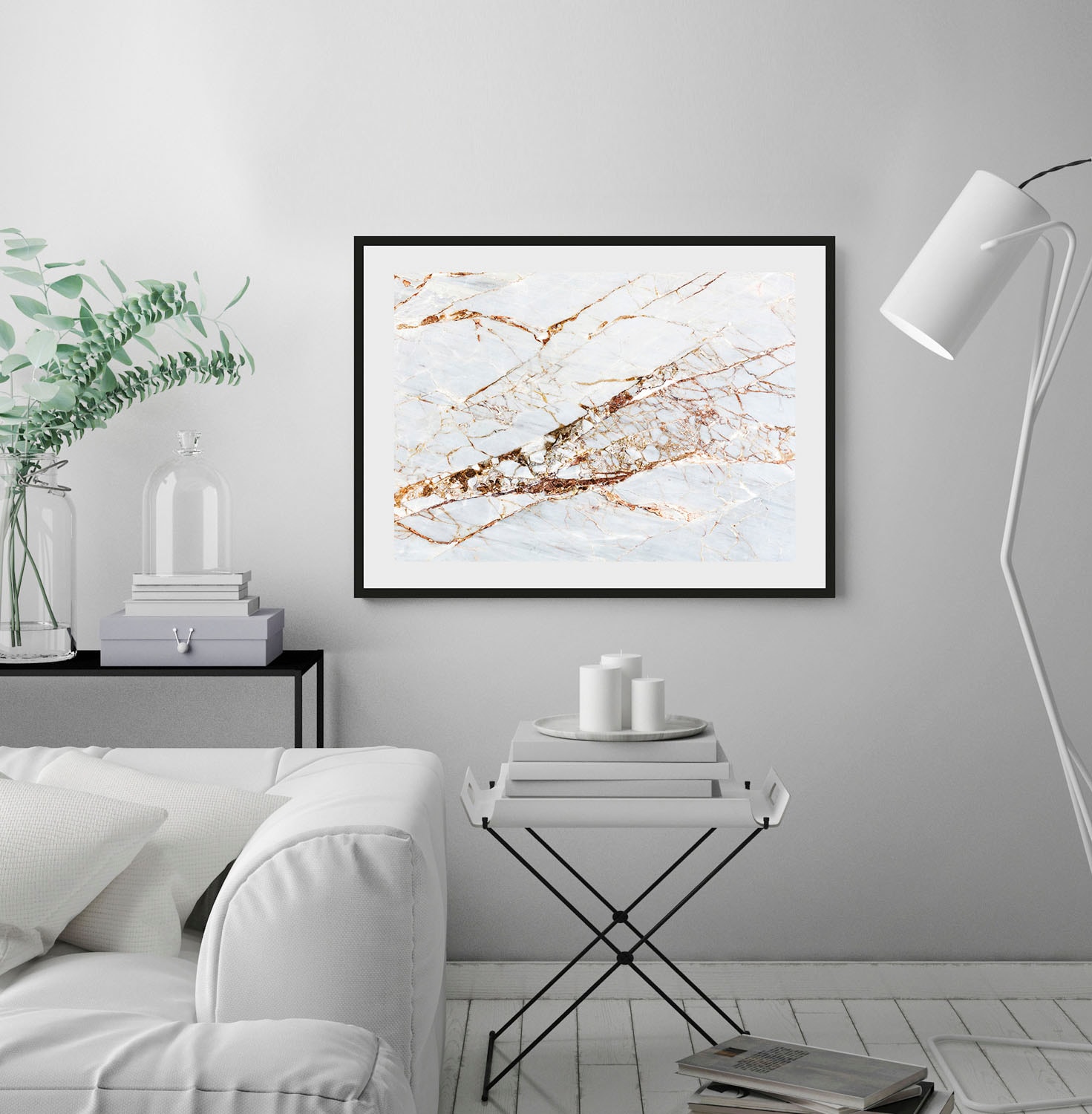 queence Bild "Vera", Abstrakt-Marmor-Kunst-Gemälde, (1 St.), HD Premium Poster-Druck inkl. Holzrahmen von Queence