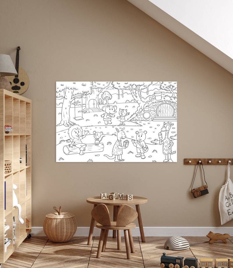 queence Bild "Wildtiere" Affen  Affenbilder  Baum  Baumbilder  Bär  Bären  Bäume  Elefant  Elefanten  Felder  Figuren  Mädchen  Märchenbilder  Waldbilder  klassische Fantasie 1 Stk. tlg. DIY Wandbild aus Dibond von Queence