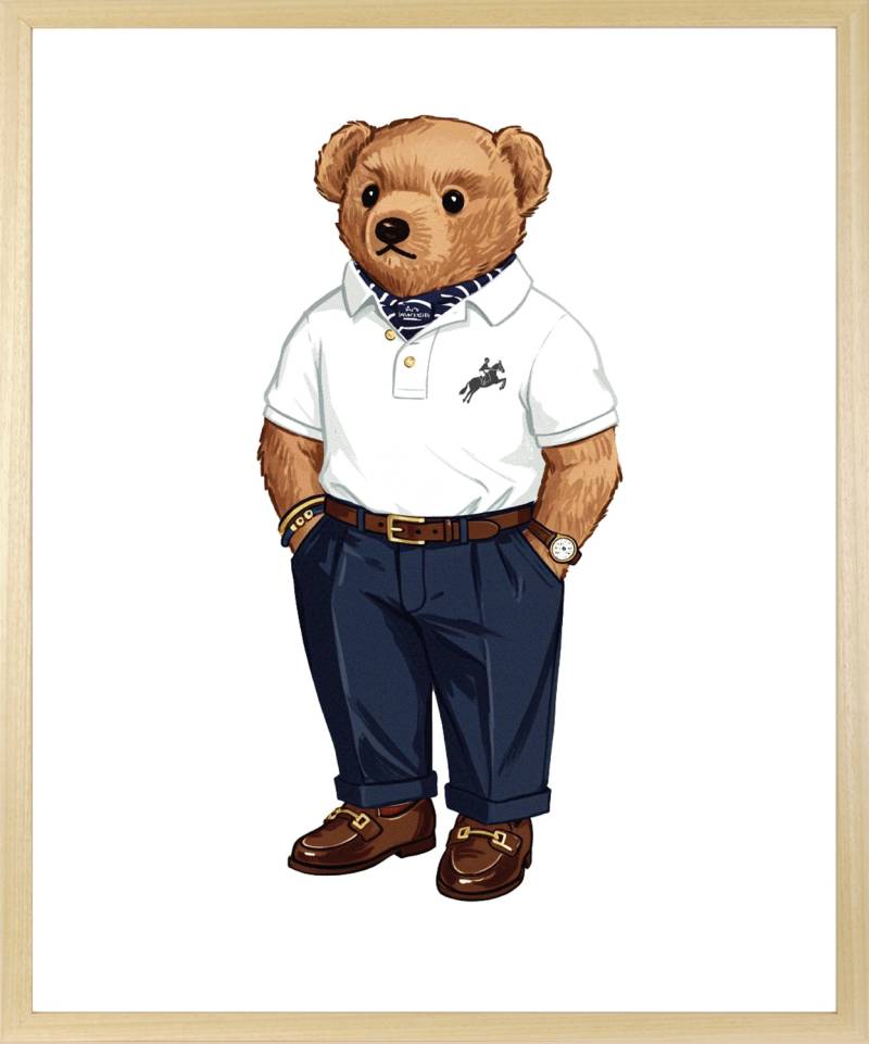 queence Bild mit Rahmen "Vintage Polo Club Teddy Bär" Bär  Bären  Fashion  Figuren  Mode  Modebilder von Queence