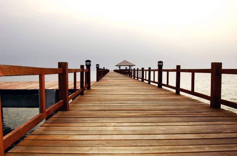 queence Leinwandbild "Bali" Asien  Bilder von Asien  Brücken  Landschaft  Meer  Meer Bilder  Spa  Spa Bilder  Steg 1 Stk. tlg. Akustikbild mit sehr guten Schallabsorptions-Eigenschaften von Queence