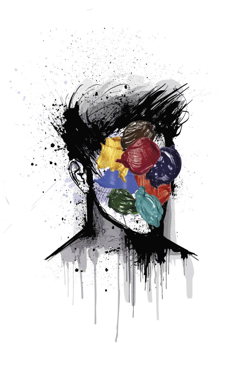 queence Leinwandbild "Kopf" Abstrakt  Bilder von Männern  Kunst  klassische Fantasie Premium-Leinwandstoff, Handarbeit aus Deutschland von Queence