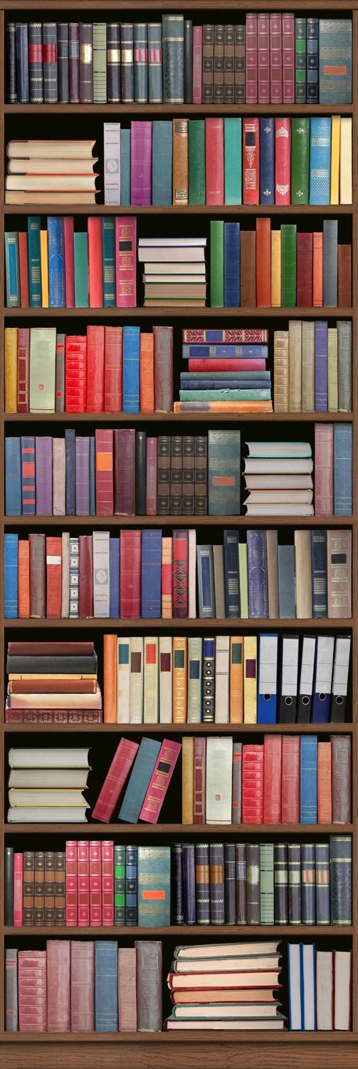 queence Vinyltapete "Bücher, Bücherregal" Antikoptik  Barock  Kunst  bedruckt glatt 90x250cm, selbstklebend, kinderleichte Anbringung, Sticker von Queence