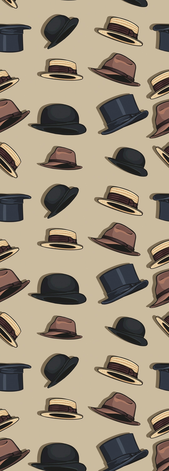 queence Vinyltapete "Hats" glatt 90x250cm, selbstklebend, kinderleichte Anbringung, Sticker von Queence