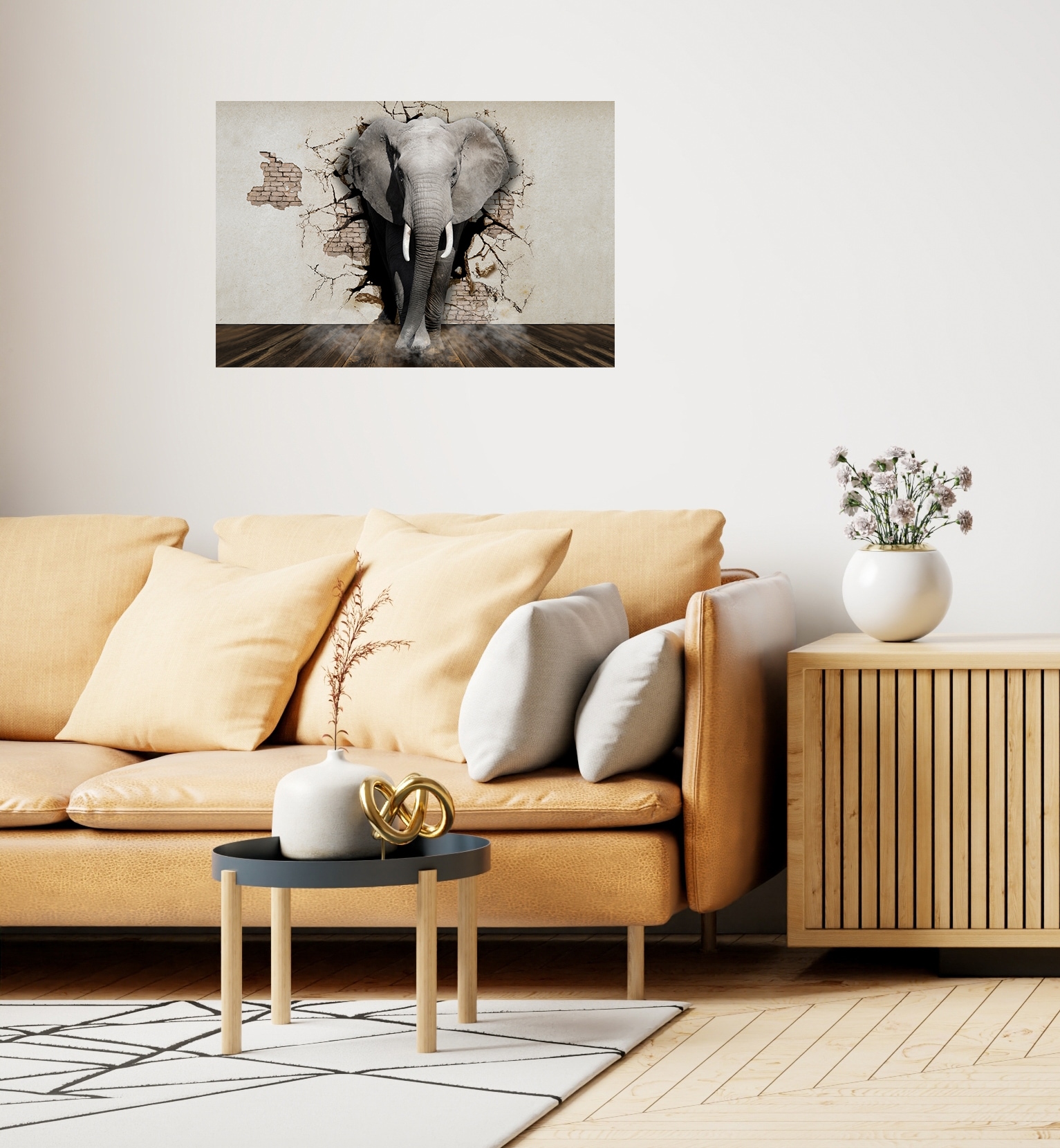queence Wandsticker "Elefant", (1 St.), Selbstklebend, kinderleichte Anbringung von Queence