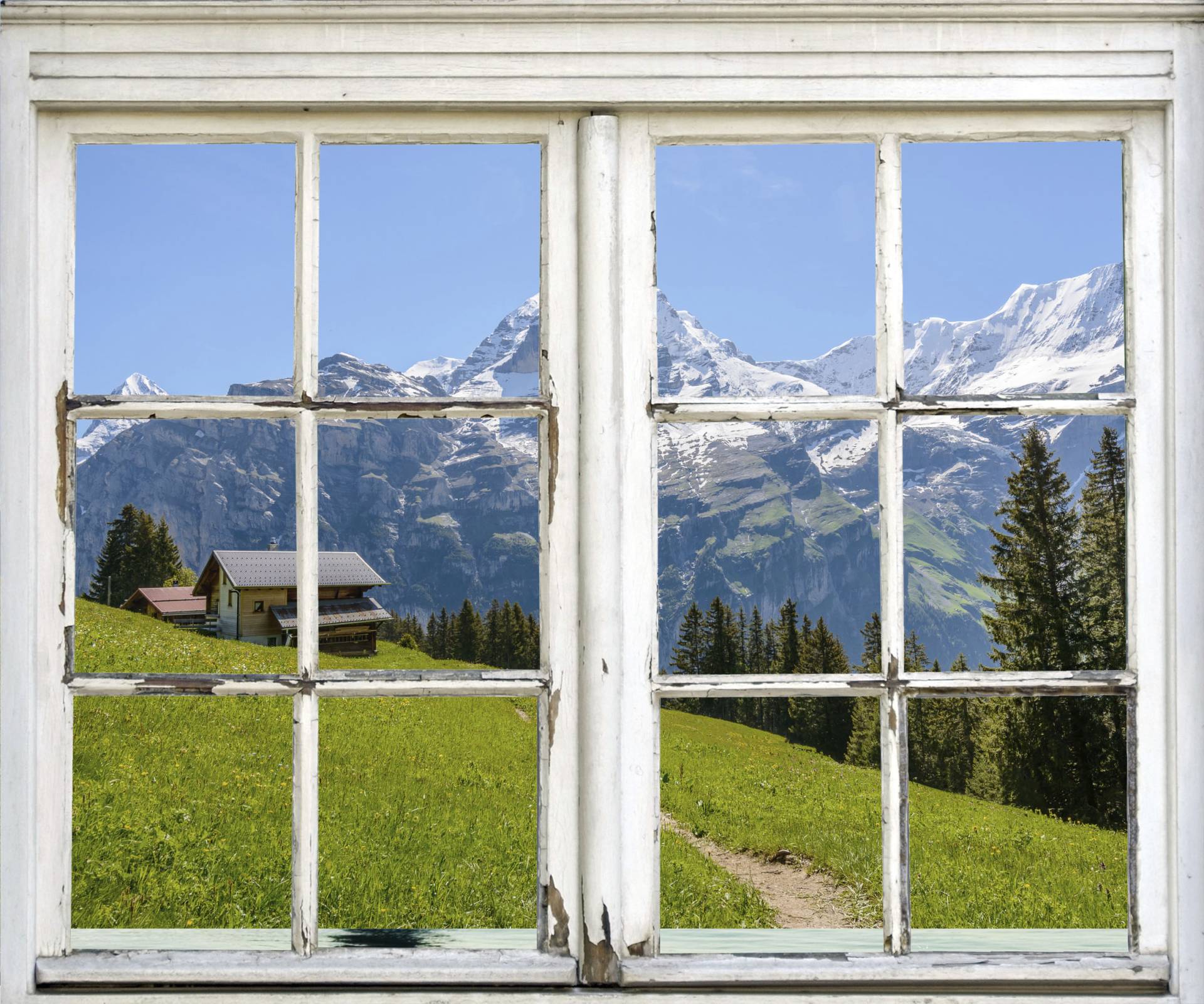 queence Wandsticker "Hütte in den Bergen" von Queence