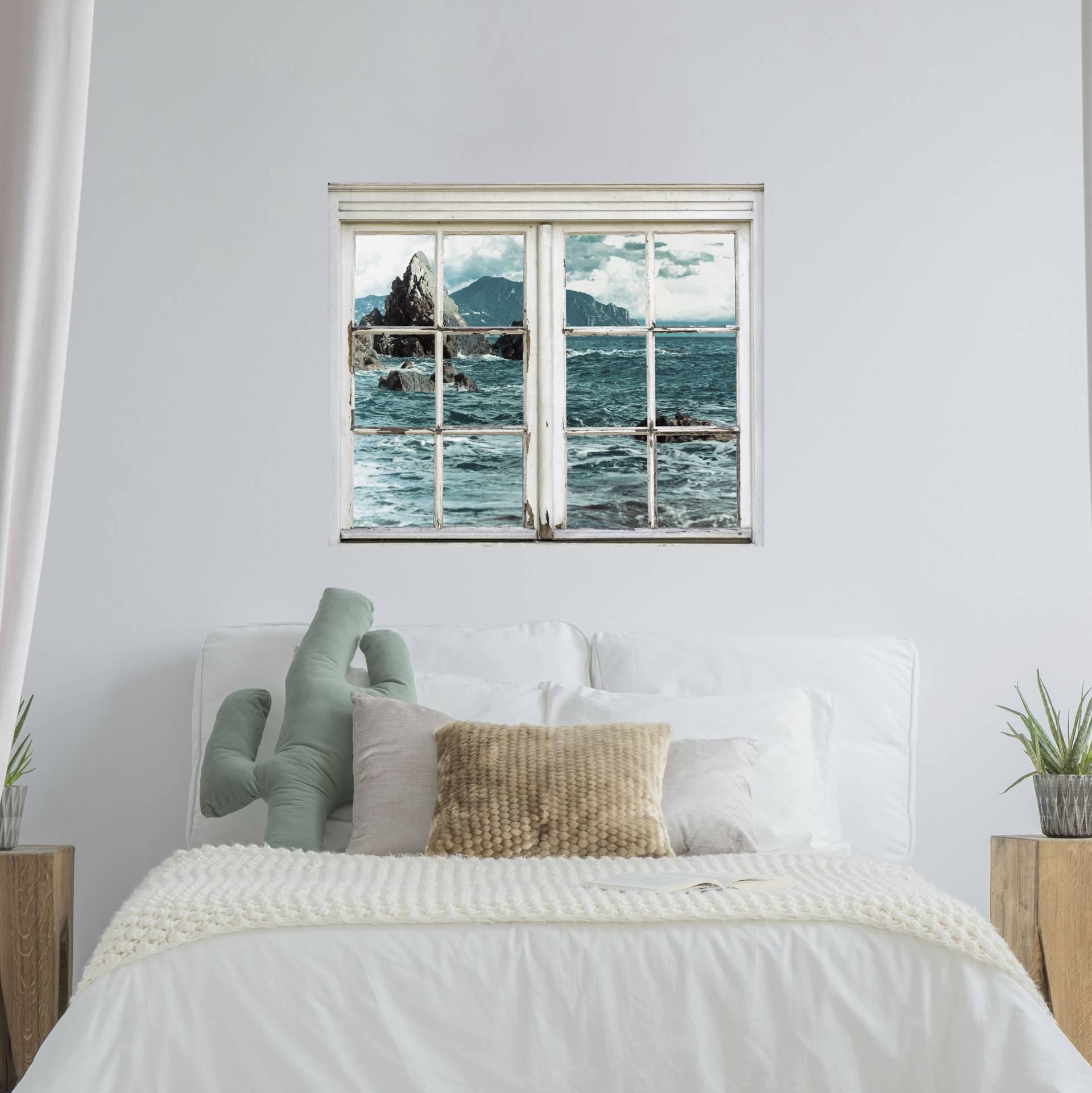 queence Wandsticker "Küste" Wandsticker, Wandbild, selbstklebend, 3D, Fenster von Queence