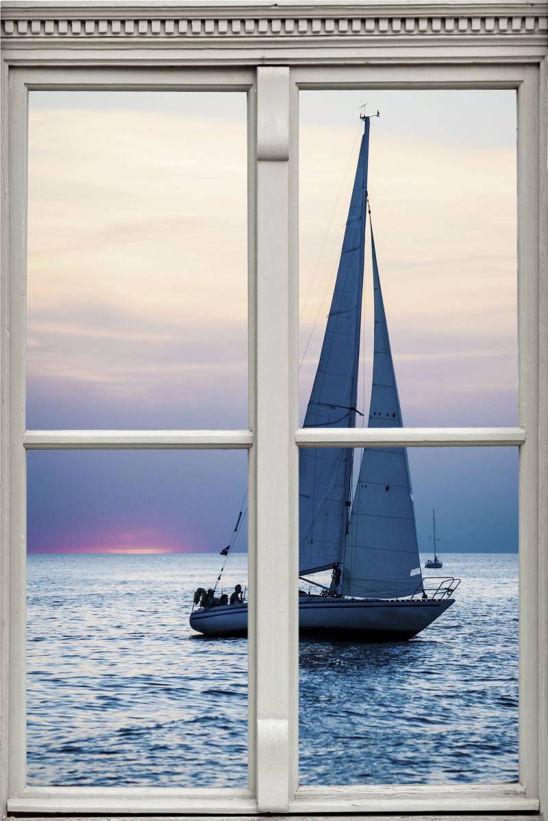 queence Wandsticker "Segelschiff" Wandsticker, Wandbild, selbstklebend, 3D, Fenster von Queence