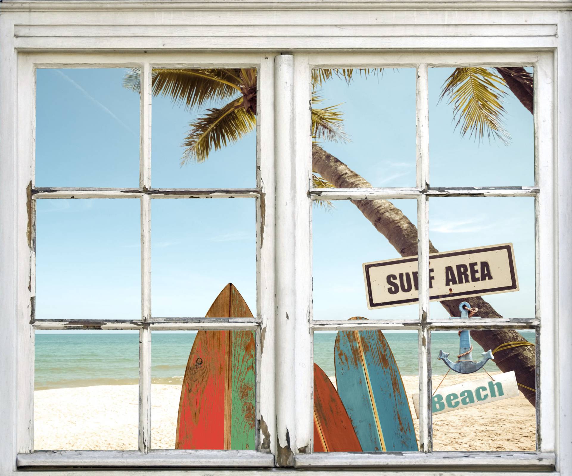 queence Wandsticker "Surf Area Beach" von Queence