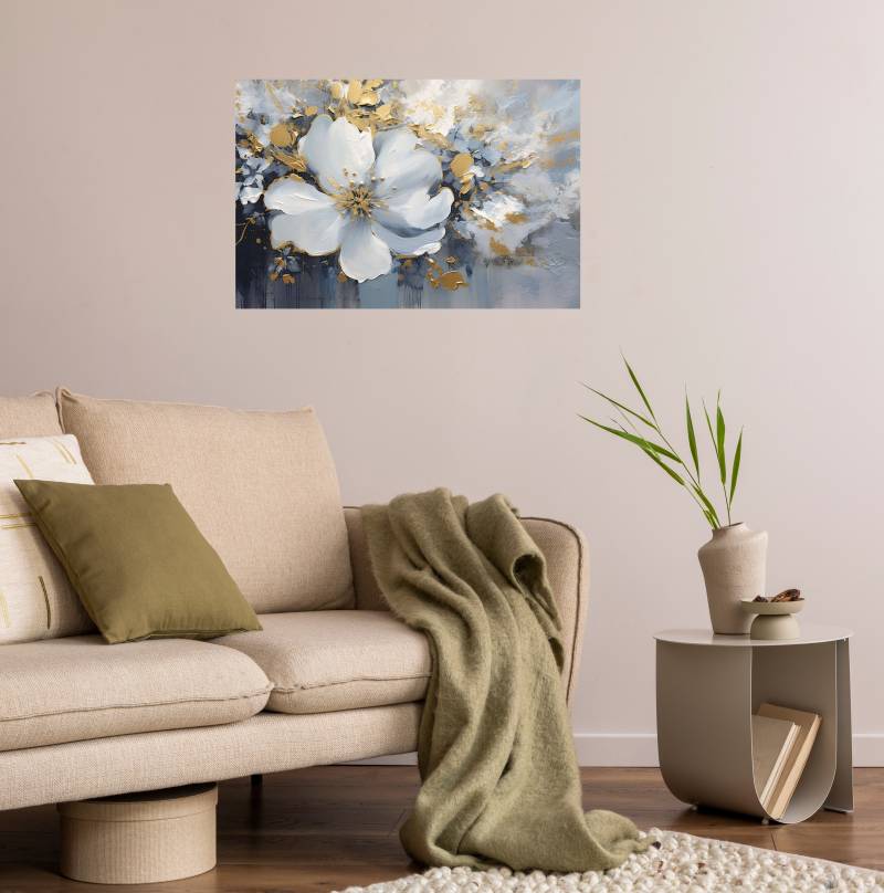 queence Wandsticker "The golden Flower" Selbstklebend, kinderleichte Anbringung von Queence