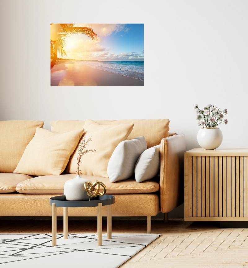 queence Wandsticker "Urlaub" Selbstklebend, kinderleichte Anbringung, Sticker, Sonnenaufgang, Meer von Queence