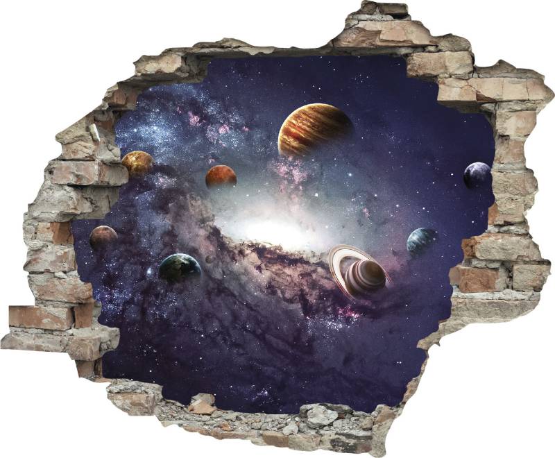 queence Wandtattoo "Planeten" Wandsticker, Wandbild, selbstklebend, 3D, Wanddurchbruch von Queence