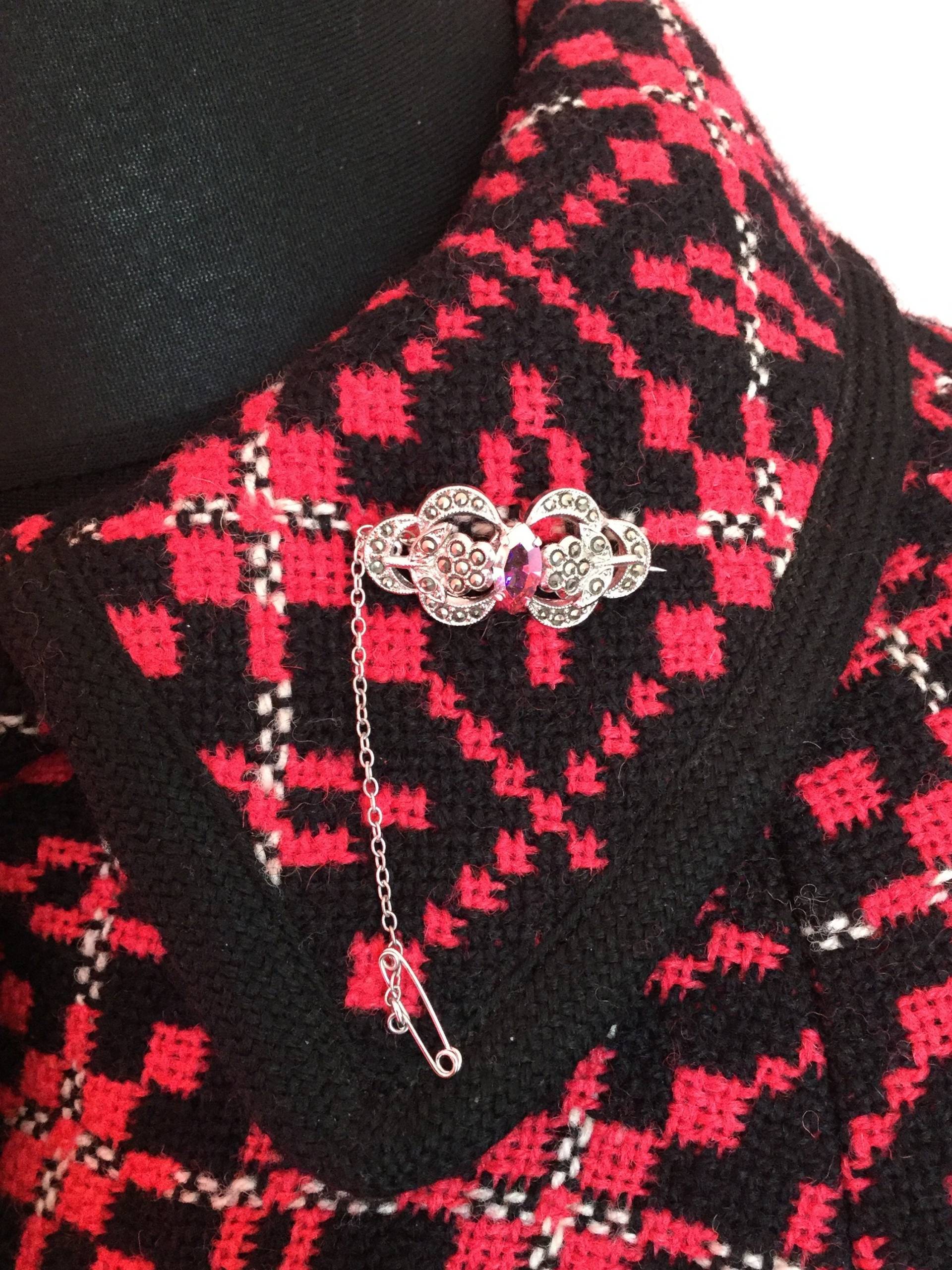 Vintage Rosa Strass Markasit Brosche von QueeniesVintageStore