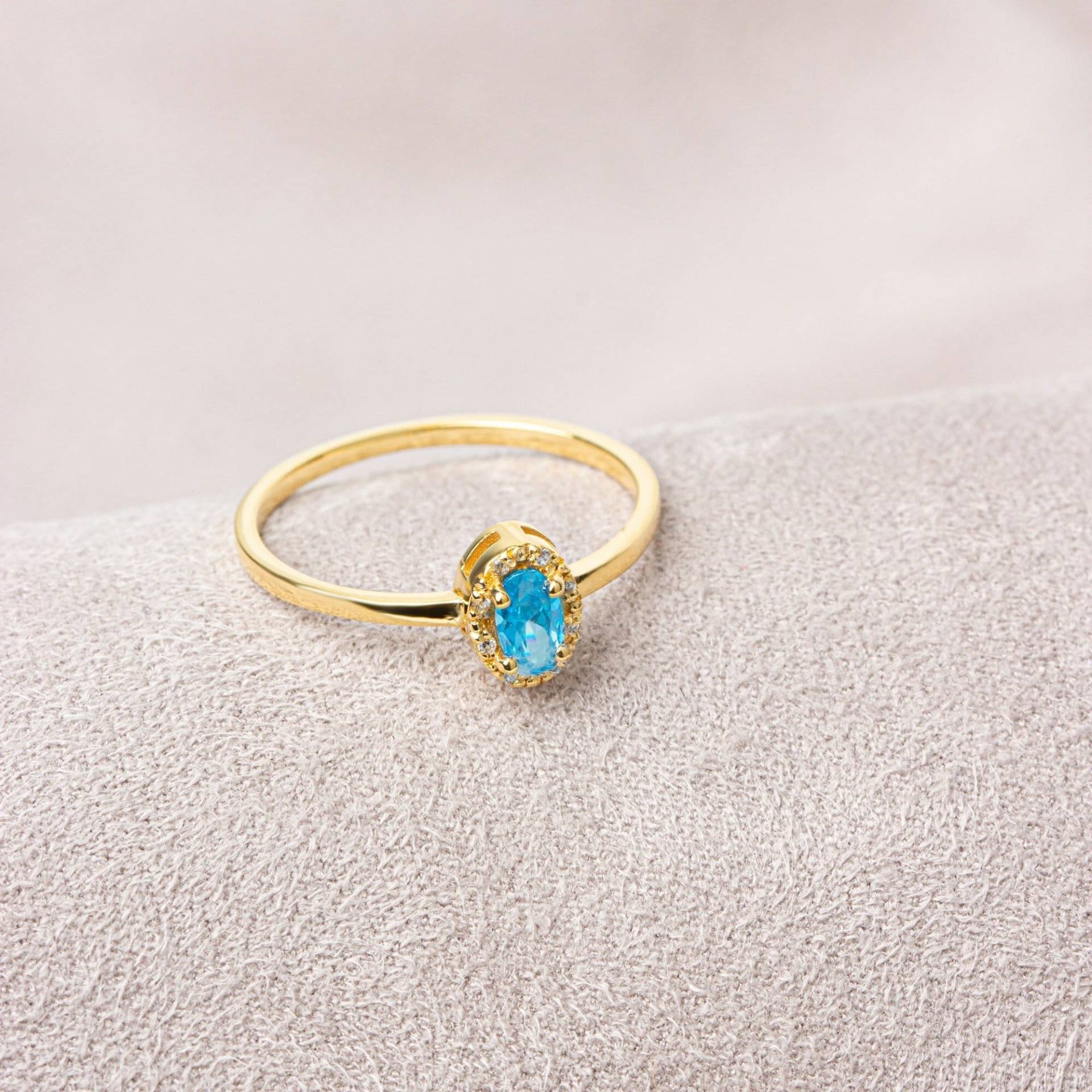 14K Solid Gold Aquamarin Ring Mit Echtem Diamant, Ovalschliff, März Birthstone Schmuck & Perfektes Muttertagsgeschenk Für Frauen von QueenjewelryTurkey