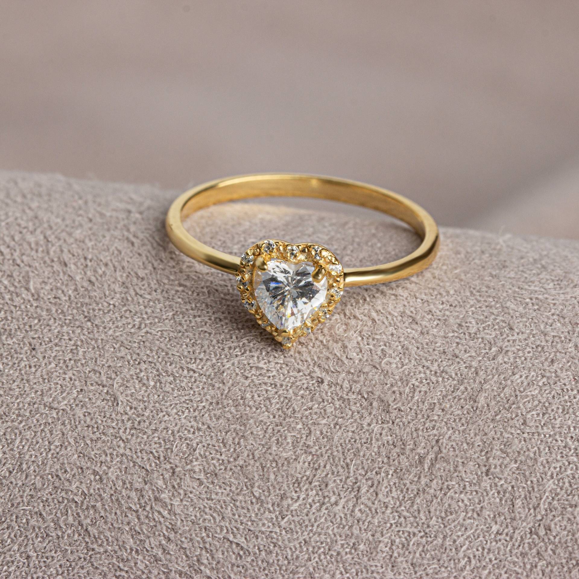 Weißer Topas Ring - 14K Solid Gold Mit Echtem Diamant, Herz Design, Perfekt Für Jubiläum, Weihnachten, Muttertag & Brautjungfer Geschenke von QueenjewelryTurkey