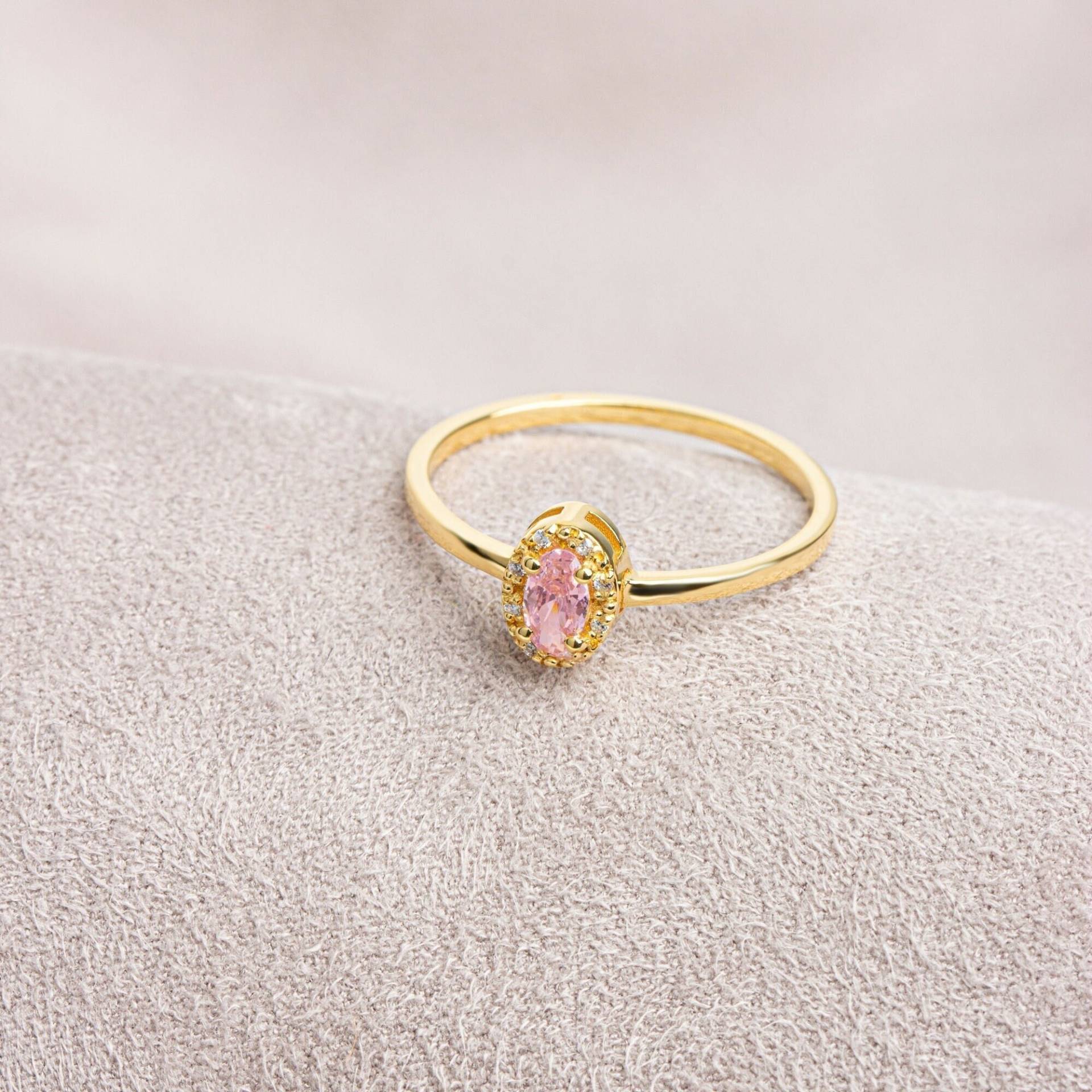 Echter Diamant Oval Rosa Turmalin Ring, 14K Massivgold, Geburtsstein Schmuck, Perfektes Geschenk Für Muttertag - Freundin Frau von QueenjewelryTurkey