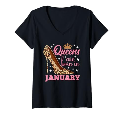 Damen Queens are Born in January – Lustiger Januar-Geburtstag T-Shirt mit V-Ausschnitt Damen Queens are Born in January – Lustiger Januar-Geburtstag T-Shirt mit V-Ausschnitt von Mocking Merch