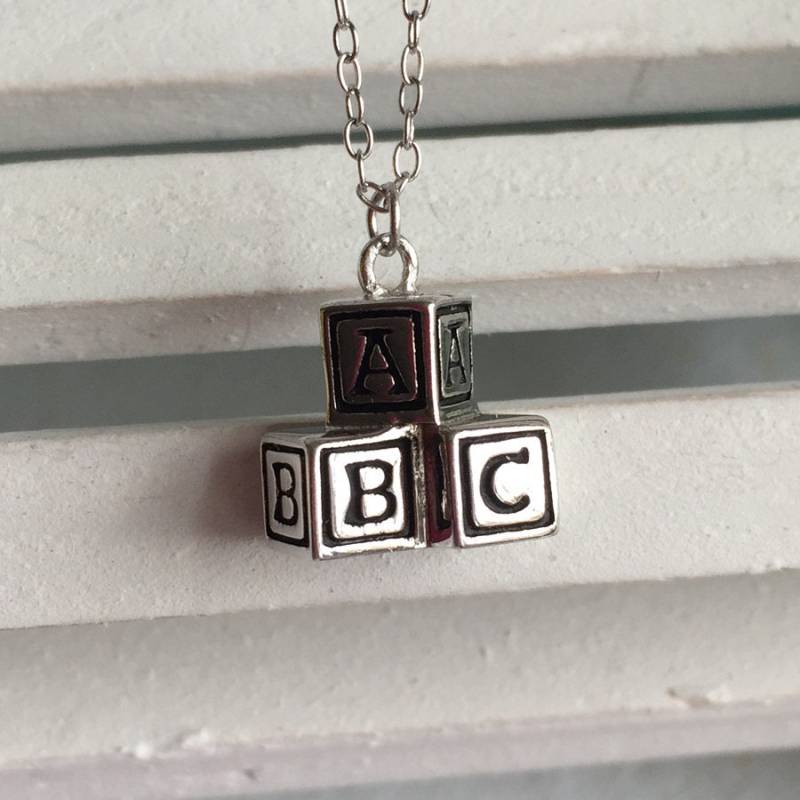 Emaille "Abc" Block Sterlingsilberhalskette Für Mädchen-Abc Triple Block Halskette-Schöne Urlaub Geschenk Schmuck von QueensJewelryOnline
