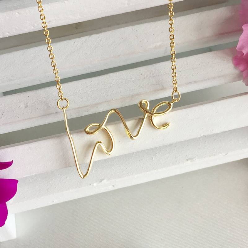 Handgefertigte Liebe Brief Halskette Faserig Symbol Halskette-Skript Stil Halskette-Schöne Valentinstag Geschenke von QueensJewelryOnline