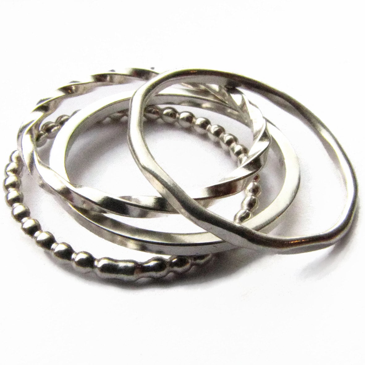 Quattro Rings - Vier Stacking Bands in Sterling Silber Schmaler Einfacher Ring von QueensMetalJewelry