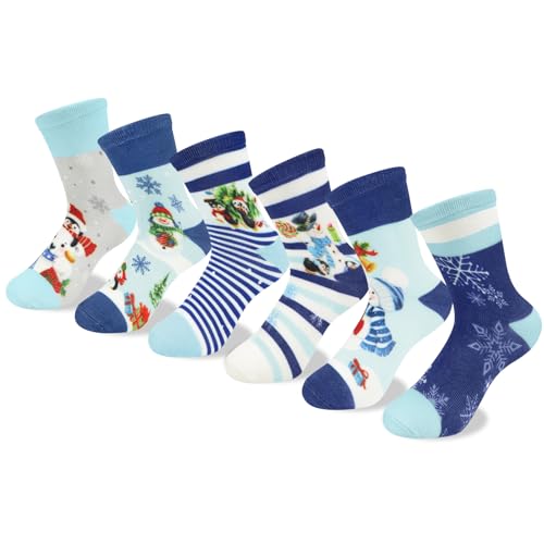 Queenshin 6 Paar Schulkind Socken Mädchen und Kinder Niedliche Pinguine Warme Baumwollsocken Einschulung Mädchen Deko 1-8 jahre von Queenshin