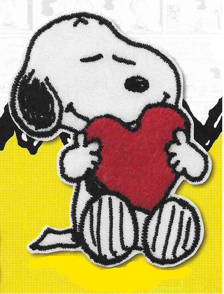 Peanuts©, Snoopy Mit Herz, Bügelbild, Aufnäher, Applikation, Patches, Flicken, Lizenzware von QueenswayPatchwork