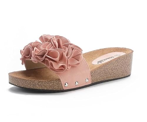 Damen Sandalen Pantoletten Blume Plateau BL55012 Pink 37 von Queentina