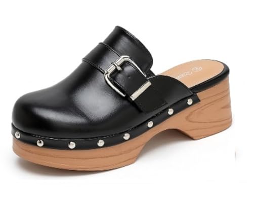 Damen Sandalen Pantoletten Clogs Absatz Plateau BL6613 Schwarz 39 von Queentina