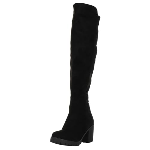 Queentina Damen Stiefel Overknee BH32-HB Black-37 von Queentina