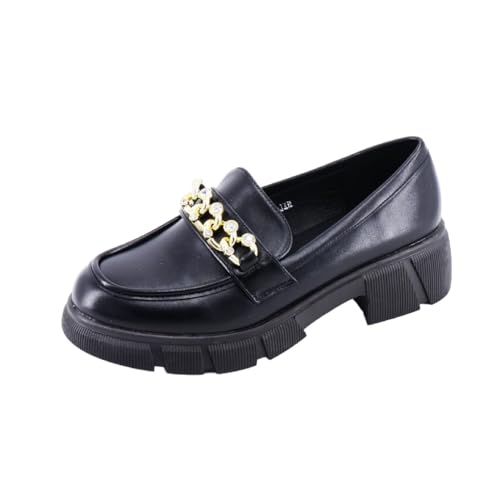 Queentina Damen Slipper Plateau Halbschuhe Absatz Loafer Mokassins HXL-2 Schwarz 36 von Queentina