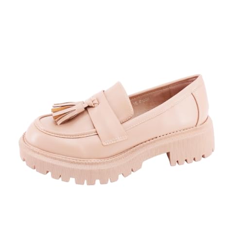 Queentina Damen Slipper Plateau Halbschuhe Absatz Loafer Mokassins HXL-3 Khaki 39 von Queentina