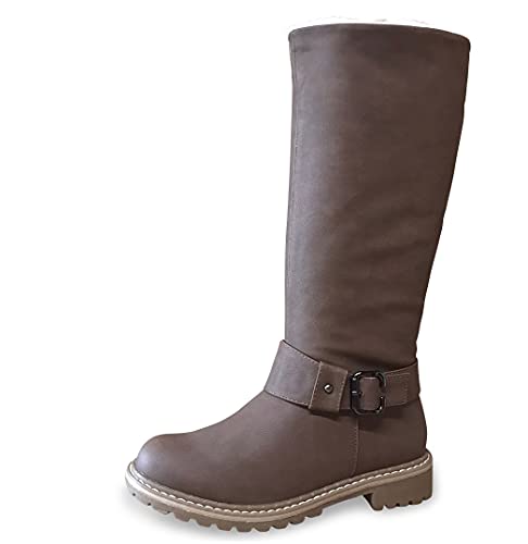 Queentina Damen Stiefel Stiefeletten warm gefüttert - Winterstiefel Boots Reißverschluss - Schneestiefel Schuhe Schnee Winter - ST81 Khaki Größe 41 von Queentina