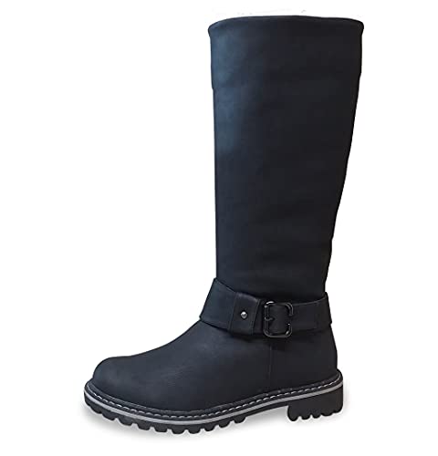 Queentina Damen Stiefel Stiefeletten warm gefüttert - Winterstiefel Boots Reißverschluss - Schneestiefel Schuhe Schnee Winter - ST81 Schwarz Größe 37 von Queentina