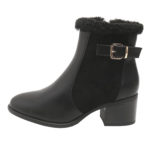 Queentina Damen Stiefeletten Absatz elegant gefüttert Stiefel Boots Herbst Winter K1050 Schwarz 37 von Queentina