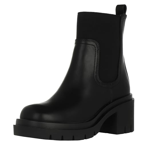 Queentina Damen Stiefeletten Chelsea Boots Blockabsatz BJ11-9KB Black-39 von Queentina